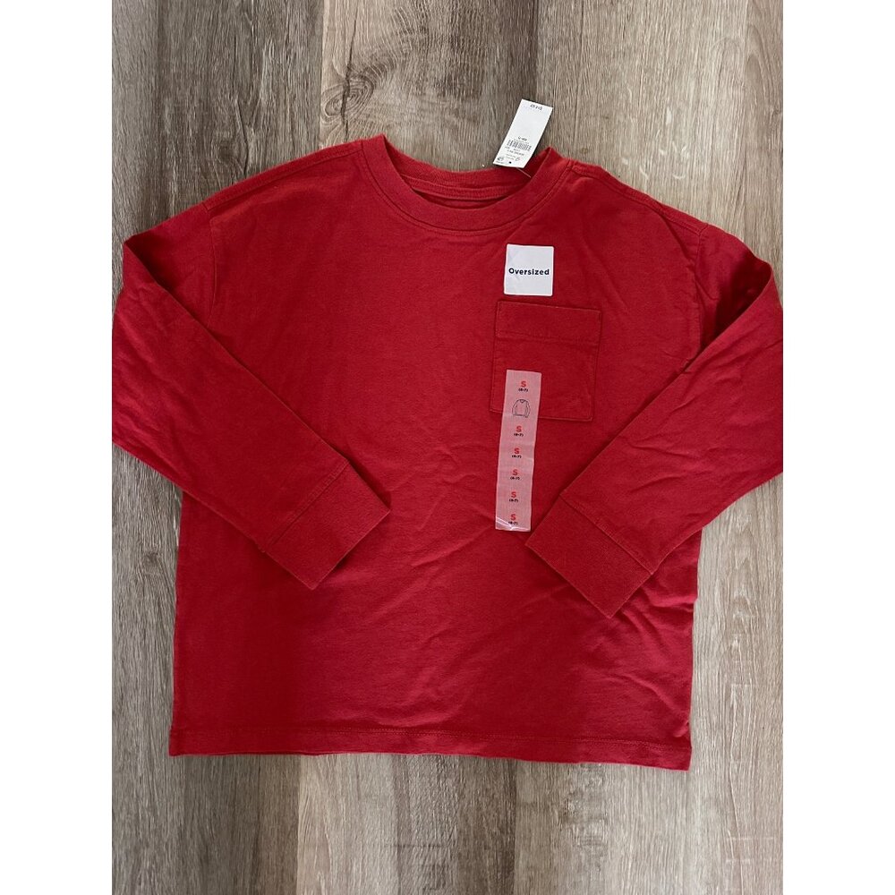 Old navy oversized red long sleeve tshirt size s 6-7